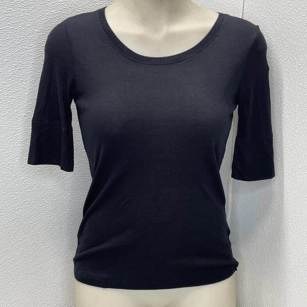 Classic Black Scoop Neck Short Sleeve Top - Women's